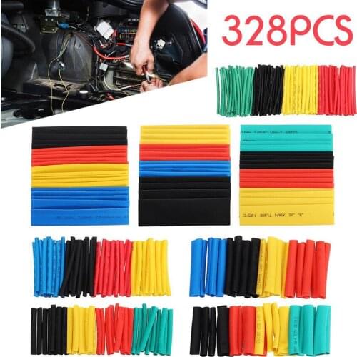 Set of 328pcs Heat Shrink Tube Kit Shrinking Assorted Polyolefin Insulation Sleeving Heat Shrink Tubing Wire Cable 8 Sizes