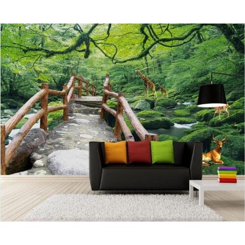 Custom photo mural 3d wallpaper Jungle flowing wooden bridge walkway background living room home decor wallpaper for walls 3 d
