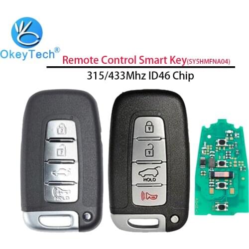 OkeyTech Car Remote Key for Hyundai Accent Getz Elantra Santa 4 Buttons 315/433Mhz Keyless Entry ID46 Chip Blade SY5HMFNA04