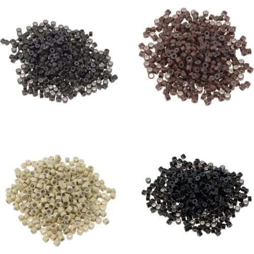500pcs Silicone Micro Beads Rings Links for Hair Extensions Wig Sew Weaving Links Rings Beads Hair Feather Extensions