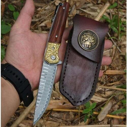 Gold Rush Ball Bearing VG10 Damascus Blade Rosewood Handle Tactical Pocket Folding Knife Hunting Fishing EDC Survival Tool