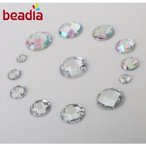 Transparent White AB Colors Half Round Multi Option Size Arylic Beads Flat Back Beads Scrapbook Handcraft Department Making