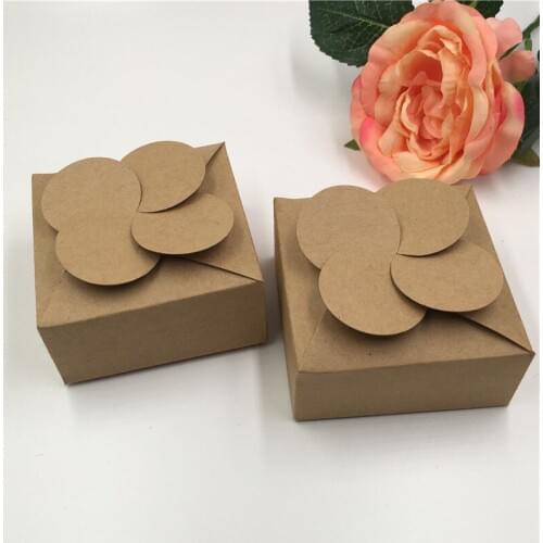 Blank Vintage Kraft Paper Windmill Box to pack Candy Craft Cookie Toy Earring Small Gift,diy Creative Packaging Box 8x8x3.5cm