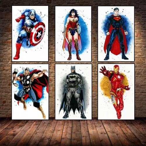 Self-adhesive Wall Sticker Marvel Avengers Super Heroes Captain Posters Prints Pictures For Baby Kids Room Decoration