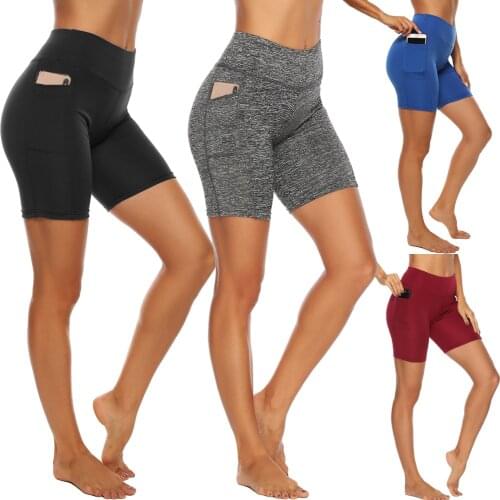 FITTOO Gym Jogging Running Shorts Yoga Shorts Women High Waist Lifting Push Up Tight Sports Pocket Fitness Yoga Short Leggings