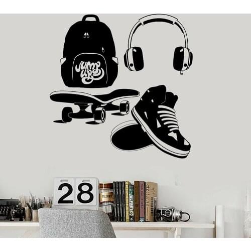 Vinyl Wall Decal Street Style Teen Room Headphones Skate Wall Stickers for Boys Room teenagers Bedroom Decoration Poster C716