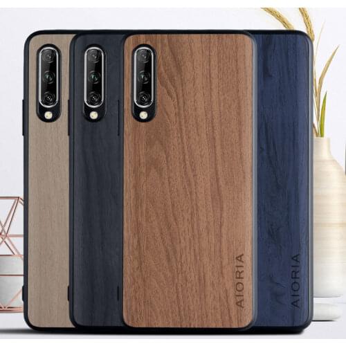 Vintage case for Huawei Honor 9X Pro Y9S P Smart Pro TPU+PC+woodLike PU leather skin covers coque fundas