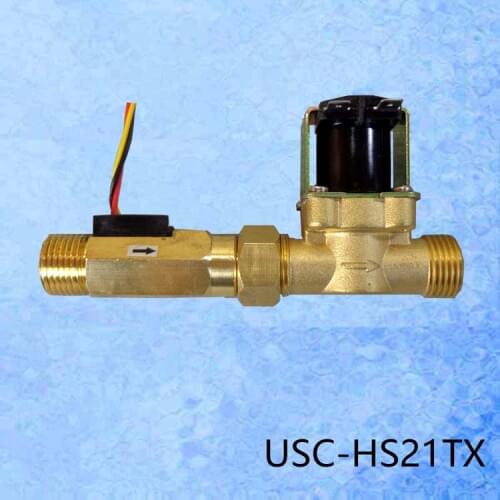 All Brass USC-HS21TX G1/2" Hall Water Flow Sensor 1-30L/min Flow Meter Flowmeter Combined Solenoid Valve