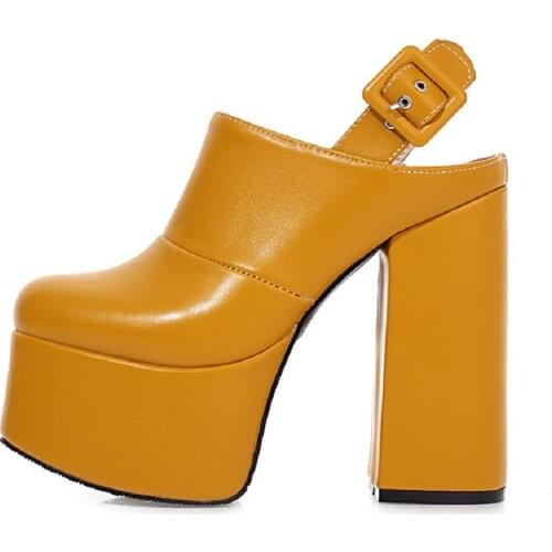 Womens Sandals Platform 2021 Sexy Summer Shoes For Women Yellow Black Party Fetish Shoes Ladies Block High Heels Sandals Women