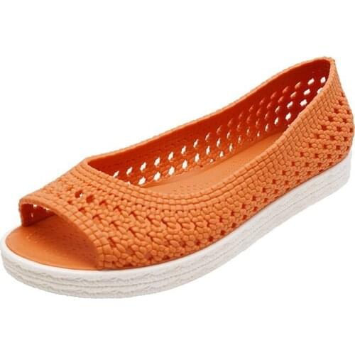 Women Clogs Jelly Sandals Non-slip 2021 Summer Female Flat Slippers Peep Toe Shoes Lady Girls Cool Hollow EVA Garden Sandals