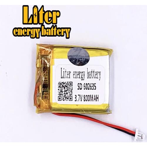 1.0MM 2pin connector 3.7 V 602635 602535 800mah Rechargeable lipo battery polymer lithium battery MP3 MP4 MP5 small toys
