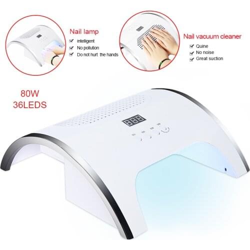 2 In 1Nail Dust Suction Collector with 72W Nail Lamp Vacuum Cleaner with Powerful Fan Dust Collecting Bag Nail Art Equipment