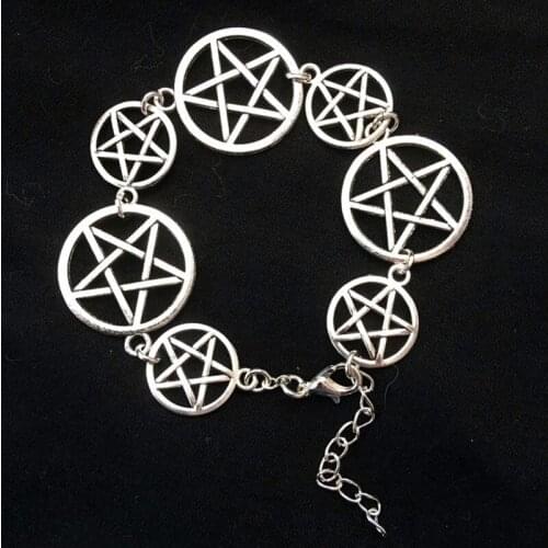 2020 Fashion Wicca Pentagram Charm Bracelet Witchcraft, Witch, Magic,Pagan Jewelry Tibetan Silver Color Creative Bracelet