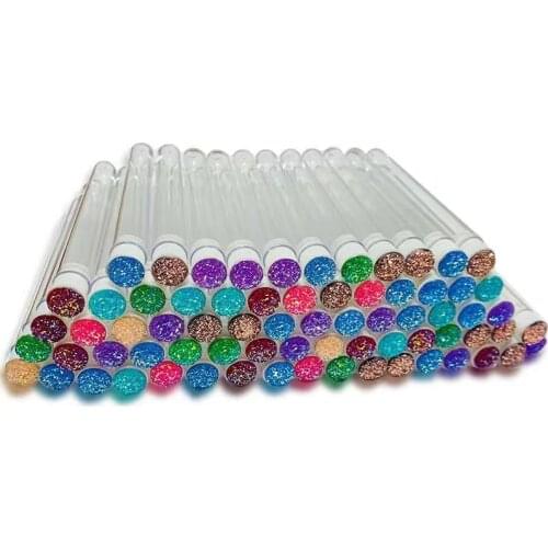 50pcs Disposable Eyelash Brush Separate Tube Design Reusable Diamond Charming Colorful Bottom Mascara Eyebrow Brush Stick Tube