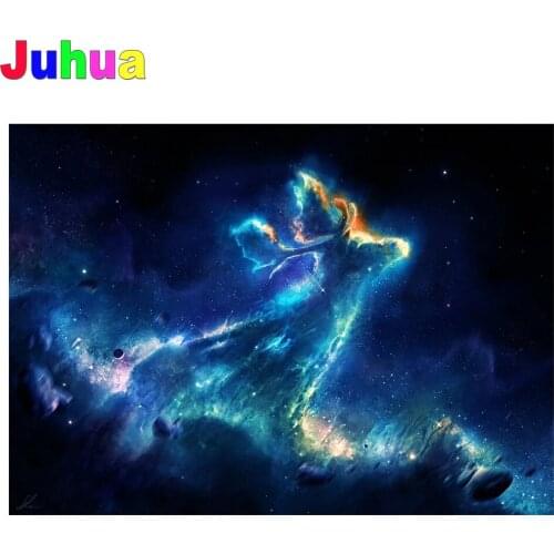 5D Diamond Embroidery fantasy Deer,Elk,Night Starry Sky Handmade Gift Diamond Painting cartoon Animal Full Round Dril Home Decor