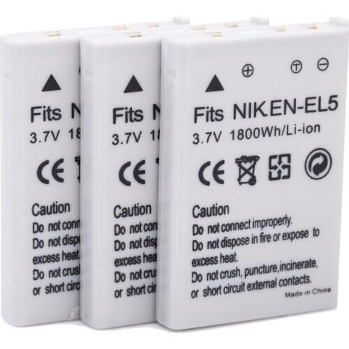 3pcs 1800mAh EN-EL5 ENEL5 EN EL5 Camera batteries Battery Batteria AKKU For Nikon Camera Coolpix P80 P90 P100 P500 P510 P520