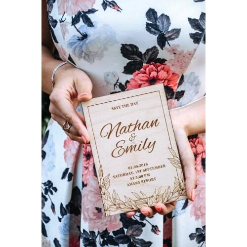 Personalized Wood Wedding Invitation, Real Wood Invitation, Rustic Wedding Invitation