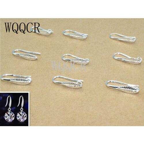 Silver leaf shape Wholesale 10PCS Lot Findings Bright 925 Sterling Silver Earring Bail Trumpet Hook Ear Wires For Swa Crystal
