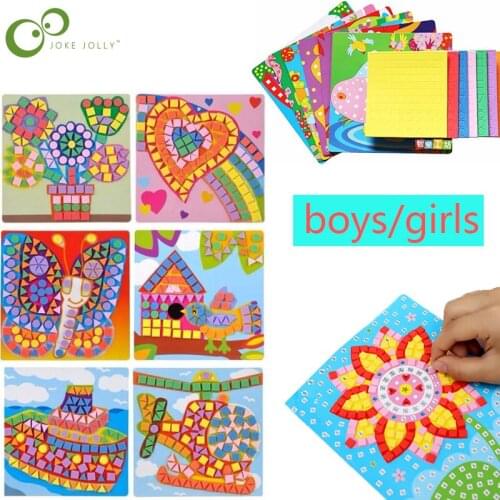 For boy and girl EVA Art Stickers Kids DIY Craft Toys Flash Diamond Puzzle Game Handmade Cartoon Creative Educational Toys WYW