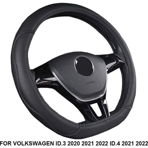 Car Steering Wheel Cover Funda D Shape PU Leather For VW VOLKSWAGEN ID.3 2020 - 2022 ID.4 2021 2022 Braid on Steering-Wheel
