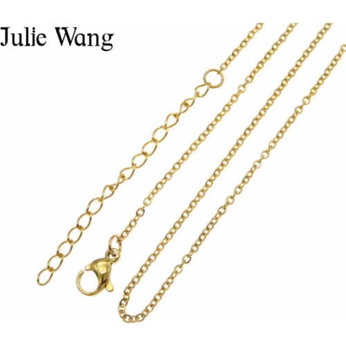 Julie Wang 45+5cm O-Chain With Tail Chain Golden Stainless Steel Necklace Bracelet Anklet Jewelry Making Accessory