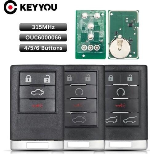 KEYYOU Remote Control Key For Cadillac 2007 2008 2009 2010 2011 2012 2013 2014 Escalade Remote Key OUC6000066 315MHZ 6 Buttons