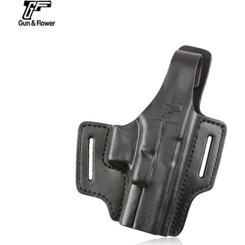 Gun&Flower Glock 17/22/31 Concealed OWB Leather Pouch Open Top Two Slot Belt Right Hand Gun Holster