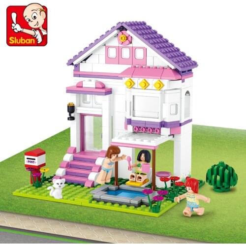 Sluban Building Block Girl Dream Friends Pool Villa 291pcs Educational Bricks Toy-Boy No retail box