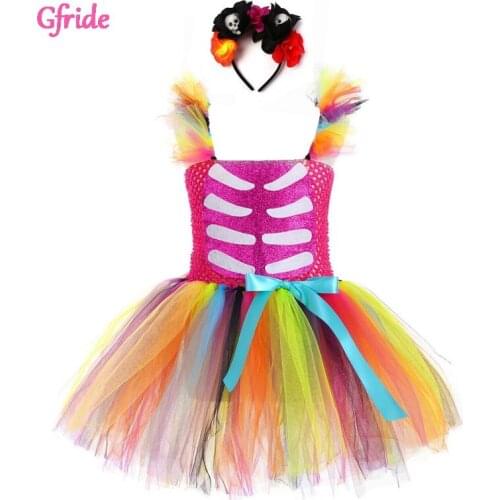 Summer New Year Halloween Toddler Girls Skull Dress Baby Costume Carnival Party Dress Up Cute Girls Casual Sleeveless Clothing
