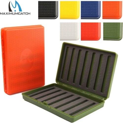 Maximumcatch 156*108*28mm Slim Pocket Plastic Waterproof Fly Fishing Box 7 Colors For Choose