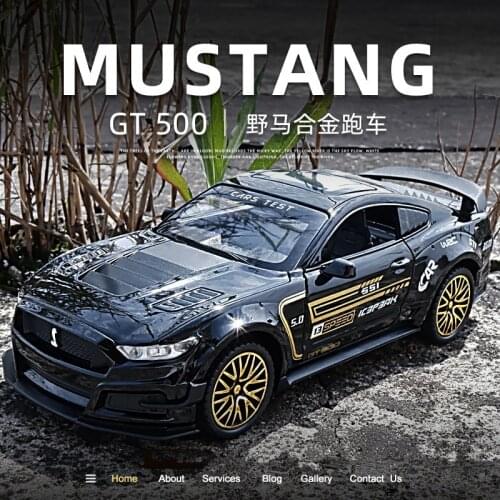 1:32 Ford Mustang Shelby GT500 Alloy Sports Car Model Diecasts Simulation Metal Car Model Collection Sound Light Childrens Gift
