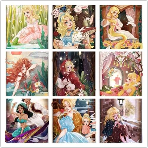 Disney DIY 5D Diamond Painting Cross Stitch Kits Square Round Diamond Embroidery Mosaic Home Decor Cartoon Princess Gift