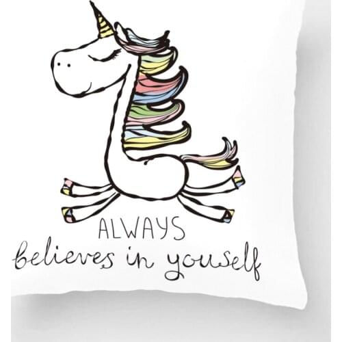 Cartoon Unicorn Printing Throw Pillow Case Believe In Yourself Decorative Cushion Cover Pillowcase Cute Gift By LVSURE