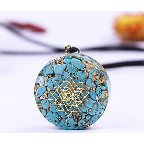 Orgonite Energy Crystal Pendant Sacred Sri Yantra Orgonite Chakra Necklace Handcraft Pendant Gathering Wealth Brings Good Luck