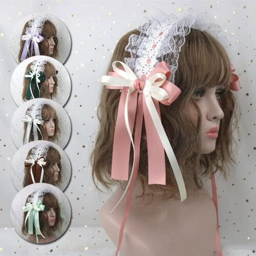 Women Sweet Lolita Lace Headband Hair Band Bowknot Headwear Beautiful Hair Accessories For Girls Cute Hair Clips Cosplay Gift