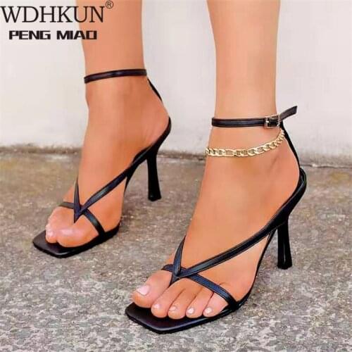 Summer Women Classics High Heels Sandals Women Strap White Sandals Ladies Fashion Slip on Sandals Thin Heels Sexy Sandals 2021