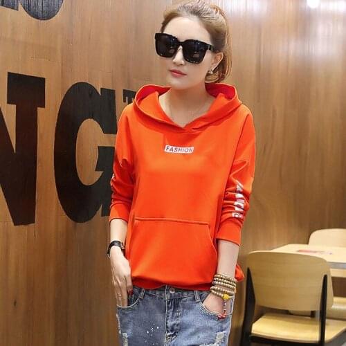 Spring Autumn New Hoodies Women Sweatshirt Thin Section Loose Hedging Long Sleeve Letter Female Hoody Cotton ropa de mujer A137