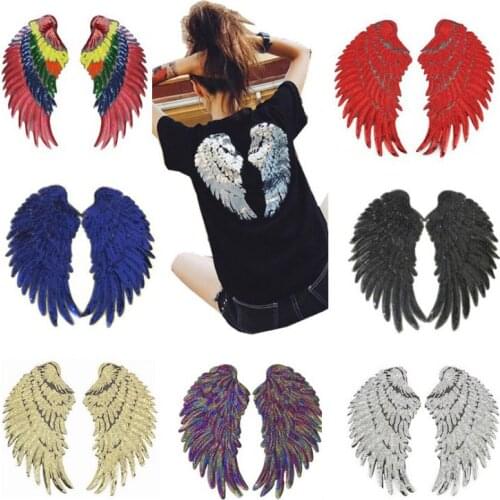 Embroidery Colorf Wings Embroidered Cloth Patches DIY Clothing Accessories Sequins Patch Decorative Stamp With Adhesive Stickers
