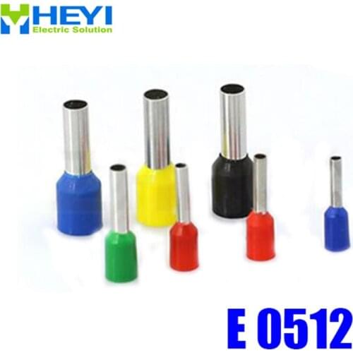 Top quality 100pcs/lot E0512 AWG#22 Tube Insulated End Terminals Copper Crimp Terminals