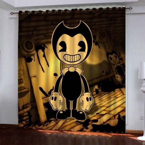 Thriller Game Bendy 3D Printing Blackout Curtain Bedroom Home Decoration Ink Machine for Children Boys Girls