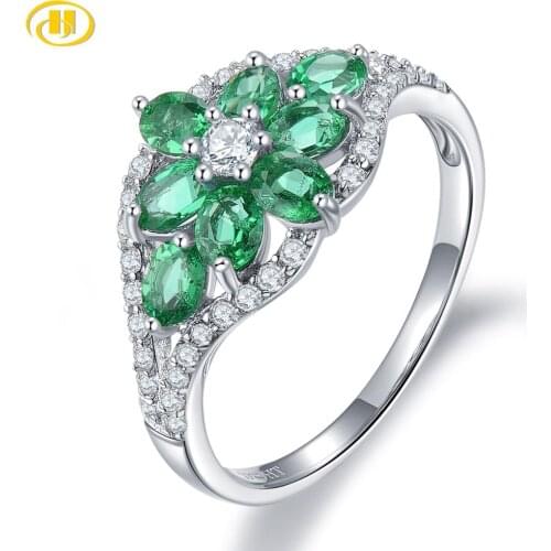 Hutang Precious Emerald Womens Ring 925 Sterling Silver Natural Green Gemstone Rings Fine Elegant Jewelry, New Arrival Gift