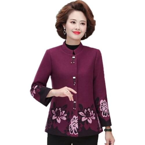 Women Wool Coat Autumn Winter Fashion Temperament Korean Short Woolen Overcoat Female Middle-aged Mother Casual Outwear R631