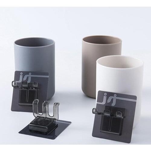 1pc Creative Plain Wall-mounted Toothbrush Holder Plastic Round Wash Thick Cup Toothbrush Cup K3Q9