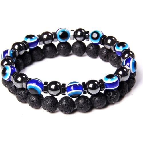 2Pcs/Set Lava Natural Stone Bracelets For Women Men Jaspers Essential Oil Diffuser Yoga Viking Bracelet Energy Vintage Jewelry