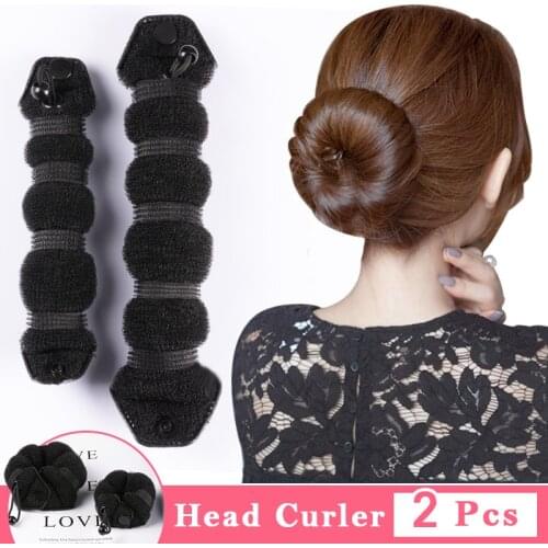 2pcs Women Hair Styling Former Magic Sponge Bun Maker Donut Ring Shaper Foam Braider Tool For Women DIY Hair Accessories