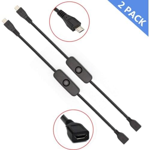 2pack For Raspberry Pi 3 B+ Power Supply Cord Pi Power Switch Cable Switch Push On Off for Pi 3 Model B+, Pi 3 Model B, Pi 2 B