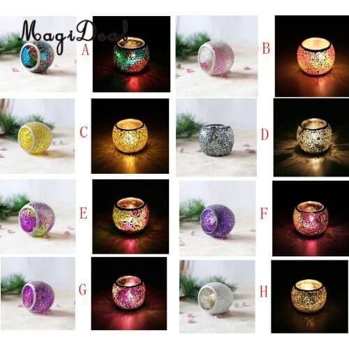 5-set Festive Mosaic Glass Candle Holder Tea Light Candelabra Candlestick Home Tabletop Holidays Festival Dining Decorations