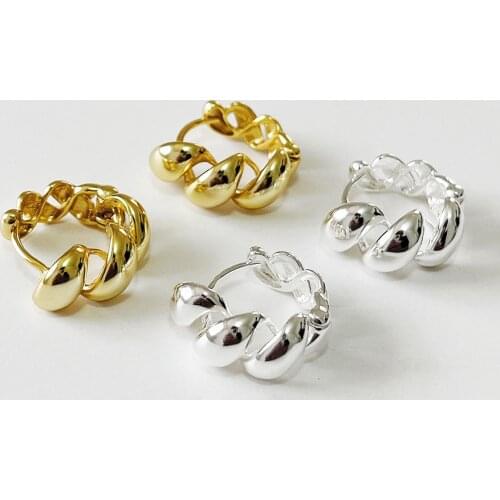 925 Sterling Silver Korean Twist Earrings Ear Buckle Hoops Earrings Gift For Women Luxury Earing Gold Fine Accessories Jewelry