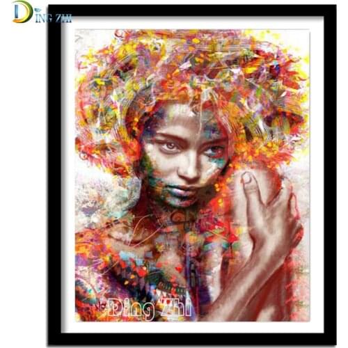 Watercolour African Woman 5D DIY Diamond Paintings Nordic Wall Posters Abstract Graffiti Portrait Diamond Embroidery Mosaic Kit