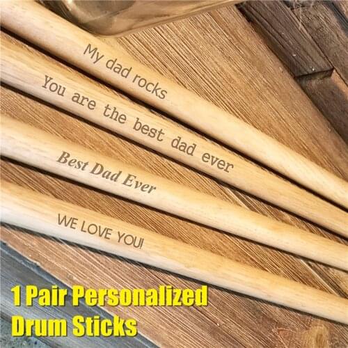 Drumsticks 1 Pair Personalized Custom Drummer Gift Size 5A Laser Engraved Maple Tips Wood Drum sticks Musician Dropshipping -26